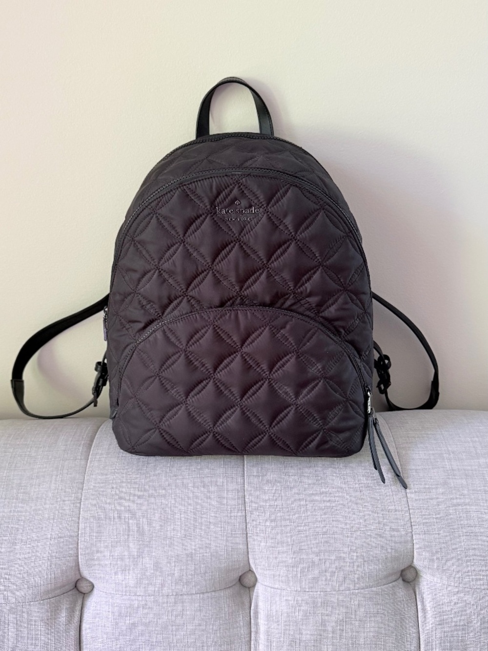 Kate Spade New York Quilted Medium Nylon Black Backpack